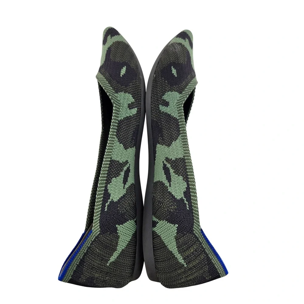 Rothy's The Point Olive Camo Knit Pointy Toe Ballet Flats Womens 10 Sustainable